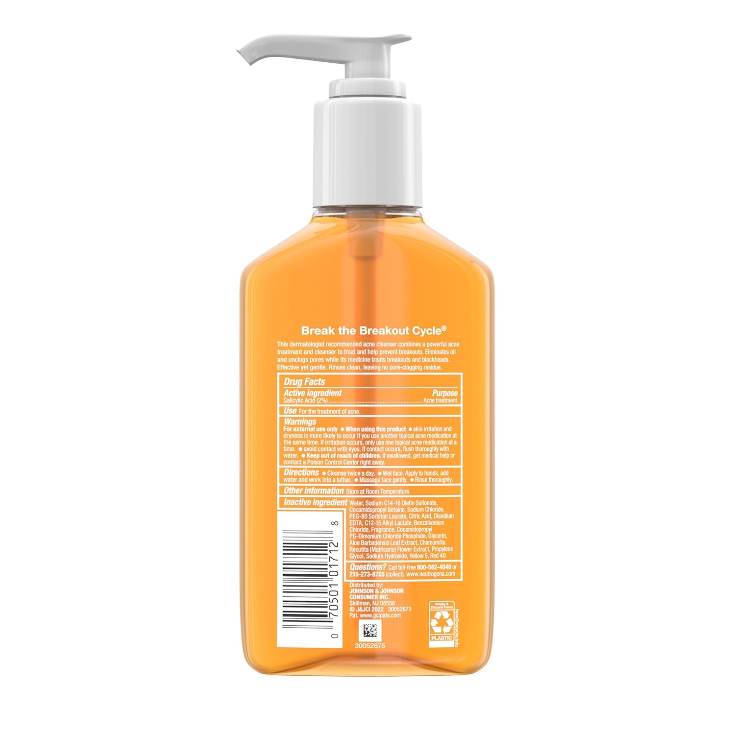 Neutrogena Oil-Free Acne Fighting Facial Cleanser, 2% Salicylic Acid Acne Treatment, Daily Oil-Free Acne Face Wash for Acne-Prone Skin with Salicylic Acid, 9.1 fl. oz - Image 8