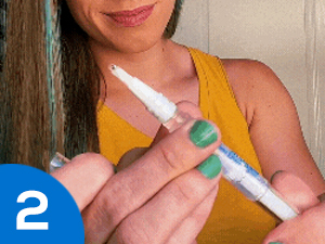 Step 1 to 4 guide: Brush & floss your teeth. Open the cap, twist and apply. Leave on for 30 seconds.