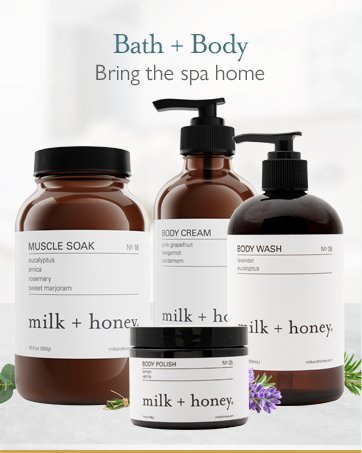 milk + honey, bath and body, spa at home