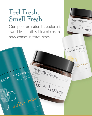 milk + honey natural deodorant, organic, stick, cream