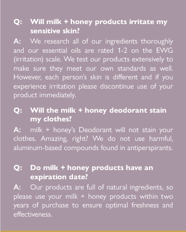 milk + honey, Q&A, non-irritation, sensitive skin