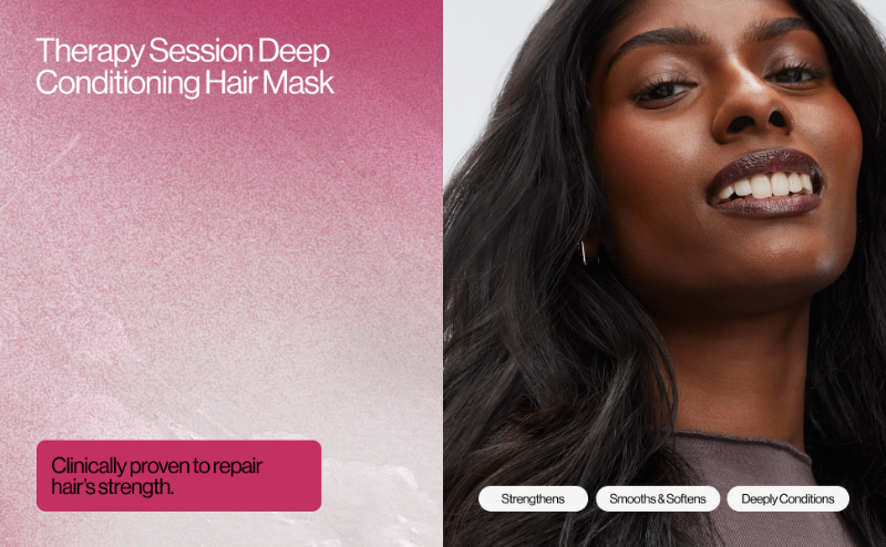 Eva NYC Therapy Session Deep Conditioning Hair Mask is clinically proven to repair hair's strength.