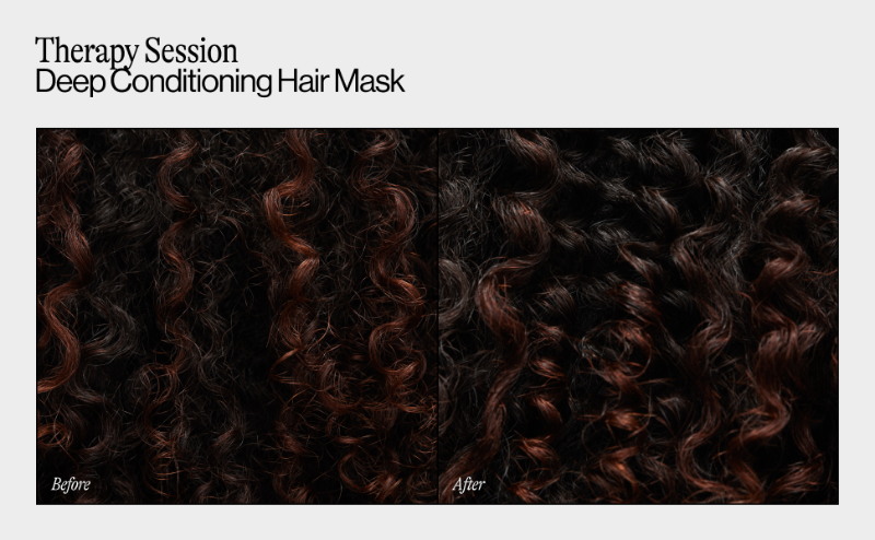 Before and after using Therapy Session Deep Conditioning Hair Mask