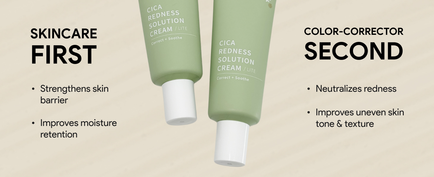 Skincare first color-corrector second strengthen moisturize skin neutralize redness correct skintone