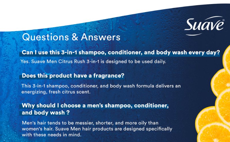 Suave Men Citrus Body Wash Questions and Answers