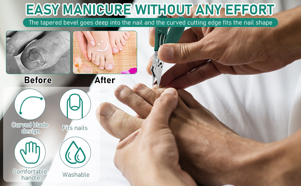 Eagle Beak Beveled Nails Clippers, Three Sets of Wide Jaw Opening Anti-Splash Slanted Nail Clipper