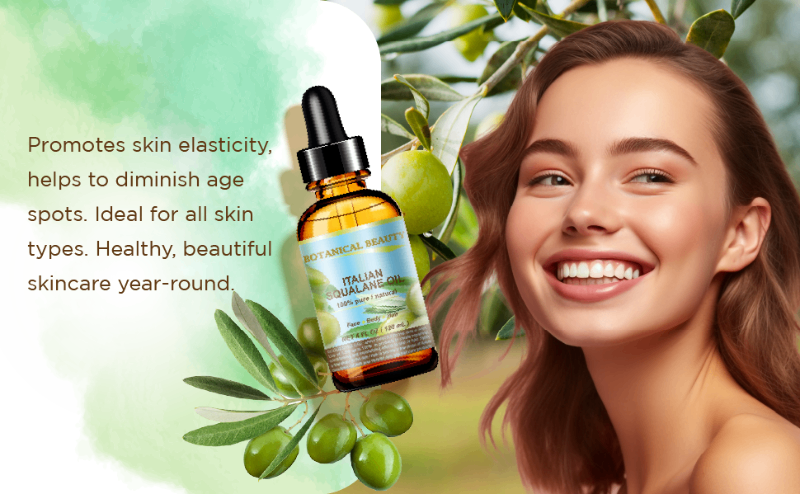 The woman is taking care of her hair with Italian Squalane Oil.