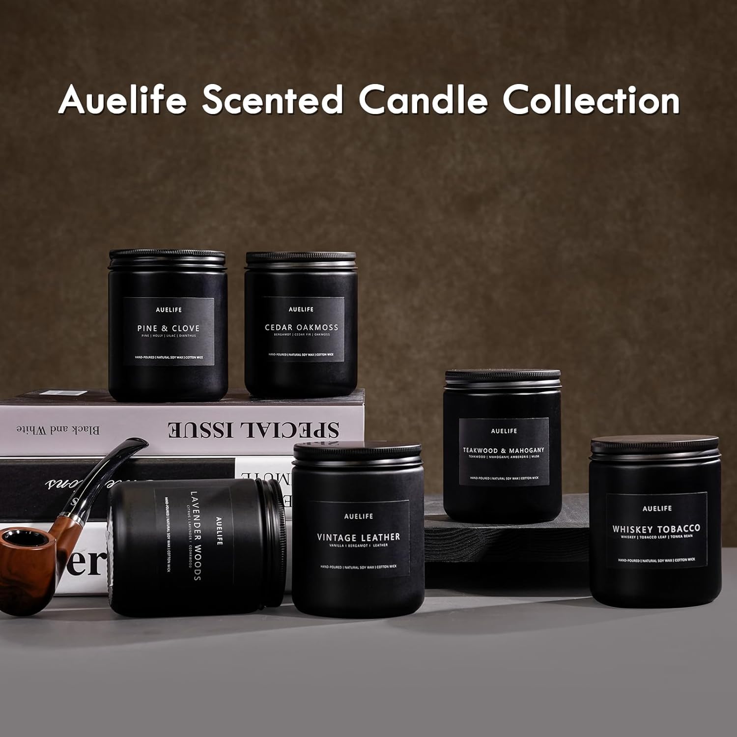 Scented Candles Set | Gifts for Father's Day - 6Pack Masculine Soy Candle for Men, Home Scented, Aromatherapy Gift for Dad- Fragrance of Smoke Vanilla/Leather/Mahogany/Tobacco/Oak/Amber - Image 3