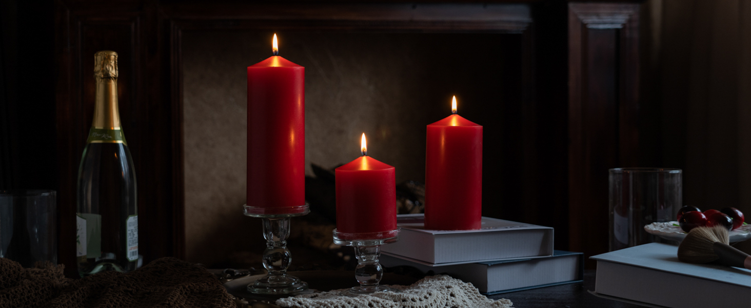 MOZEAL Red Pillar Candles