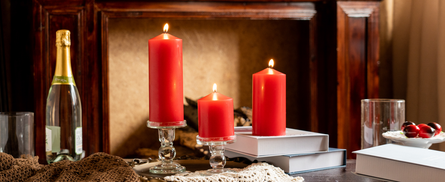 MOZEAL Red Pillar Candles