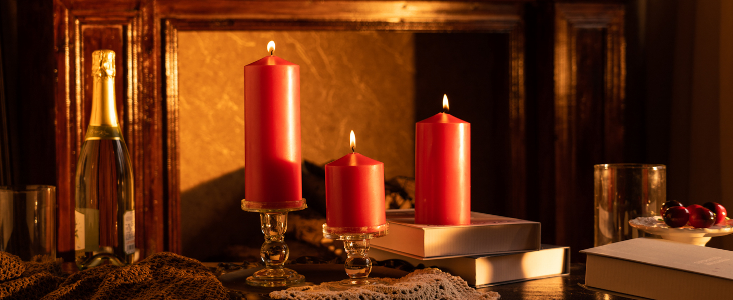 MOZEAL Red Pillar Candles