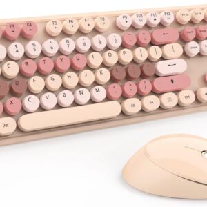 Colorful Wireless Keyboard and Mouse Combo - 104 Key Wireless Keyboard with Number Pad for Windows PC, Notebook, Laptop (Chocolate)