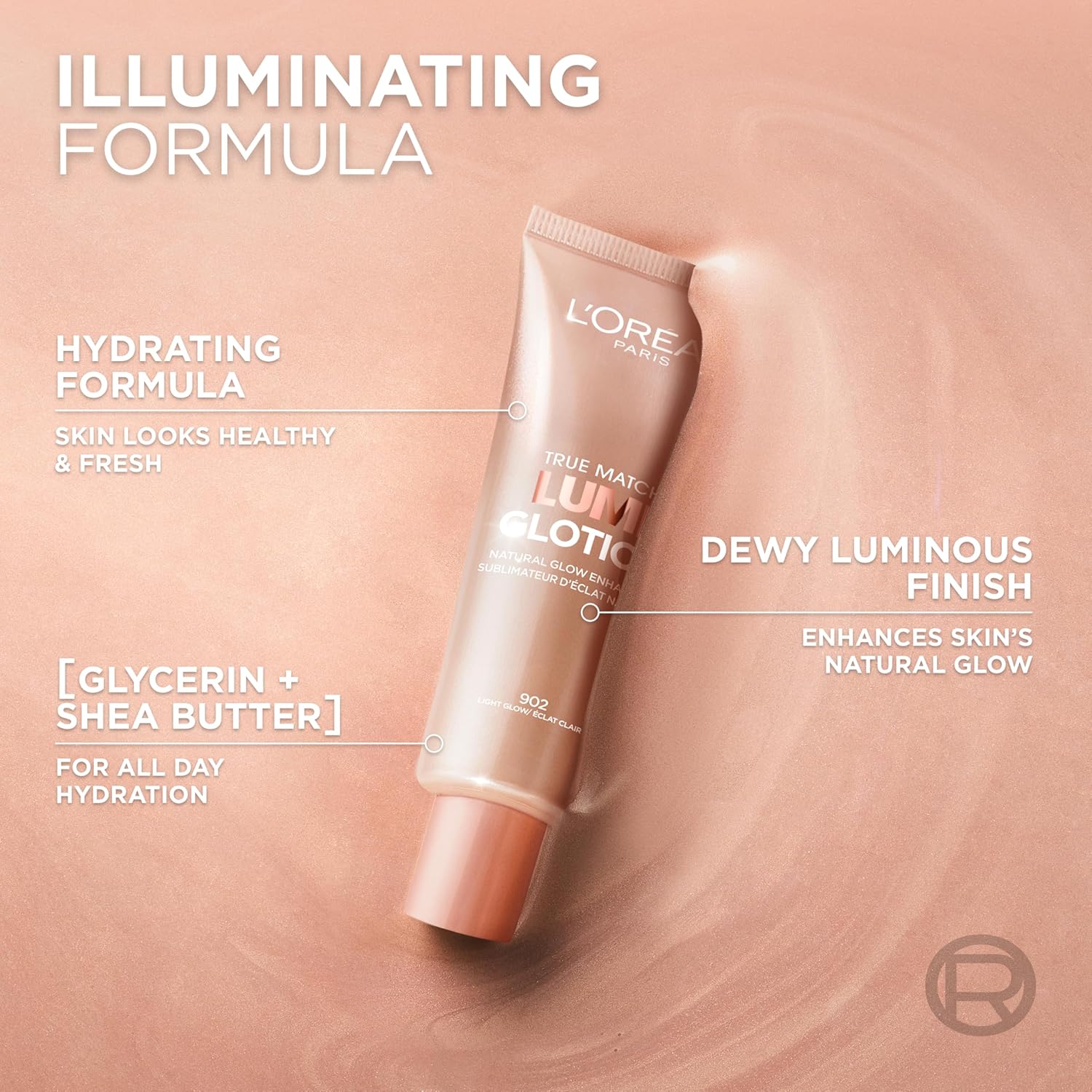 L'Oreal Paris Makeup True Match Lumi Glotion, Natural Glow Enhancer, Illuminator Highlighter, Bronzing Drops For a Sun-Kissed Glow, 901 Fair - Image 3