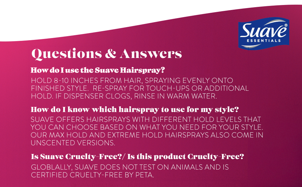 Suave Hairspray Questions and Answers