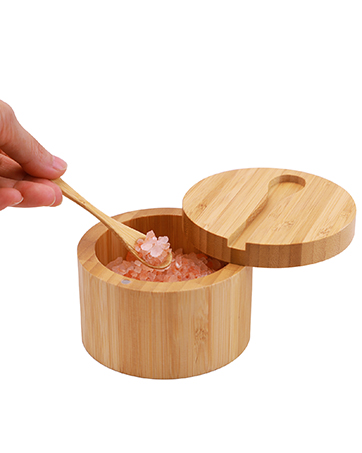 HTB Bamboo Salt Cellar with Mini Spoon