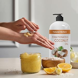 Fractionated coconut oil for body scrub