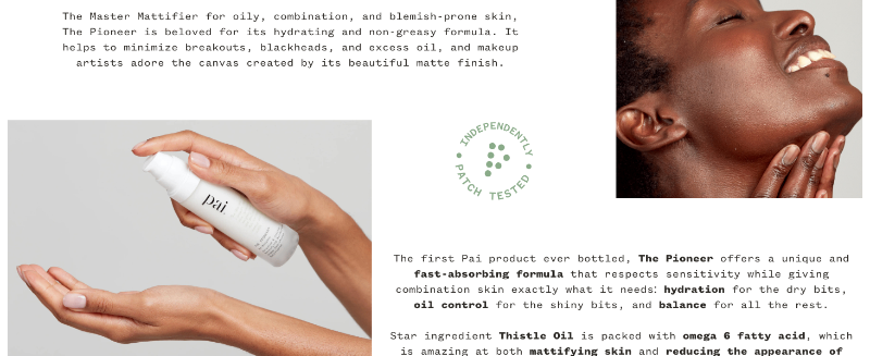 The Pioneer is a fast-absorbing, non-greasy moisturizer that mattifies skin while hydrating.
