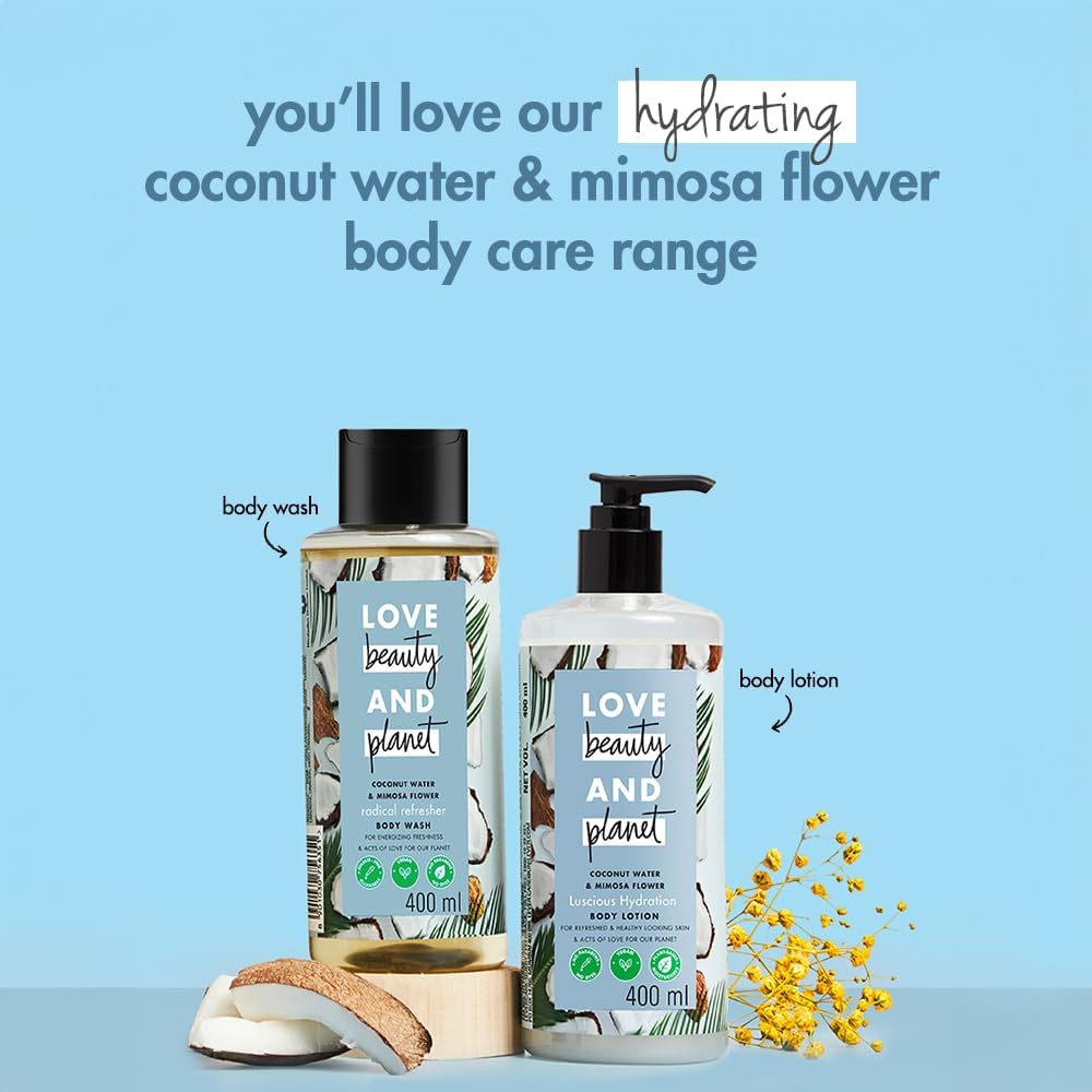 L.ove Bea.uty & Pla.net Coconut Water & Mimosa Flower Hydrating Body WashINatural Shower Gel for Soft Skin,200ml - Image 5
