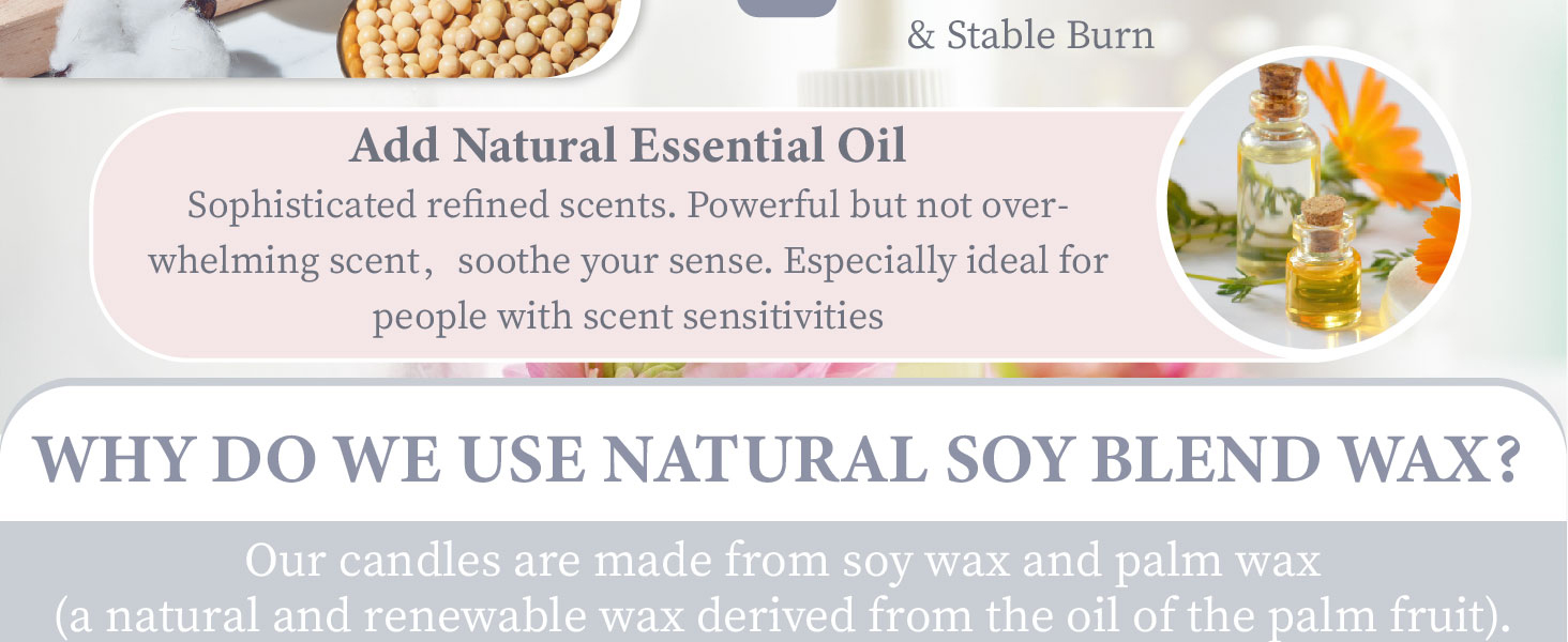 scented candles with natural essential oil