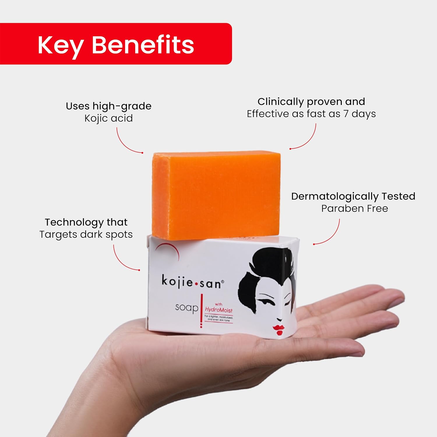 Kojie San Skincare Bundle - Facial Brightening Set with 2 Bars of Kojic Acid Soap, Face Cream & Exfoliating Face Brush - Image 5