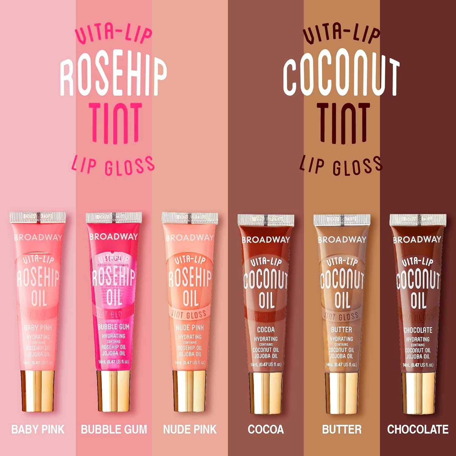 Ruby Kisses Broadway Vita-Lip Tinted & Clear Lip Gloss Set (11 Pack) Ultra-Hydrating & Soothing Formula with Vitamins, High-Shine Non-Sticky Lip Balm with Rosehip+Coconut Oil, Pink & Brown Shades - Image 5