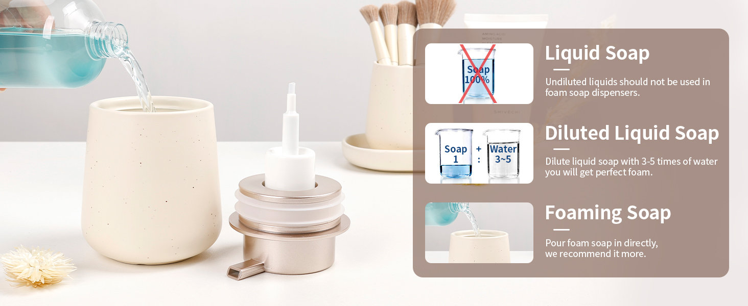 Ceramic Bathroom Soap Dispenser Set Beige