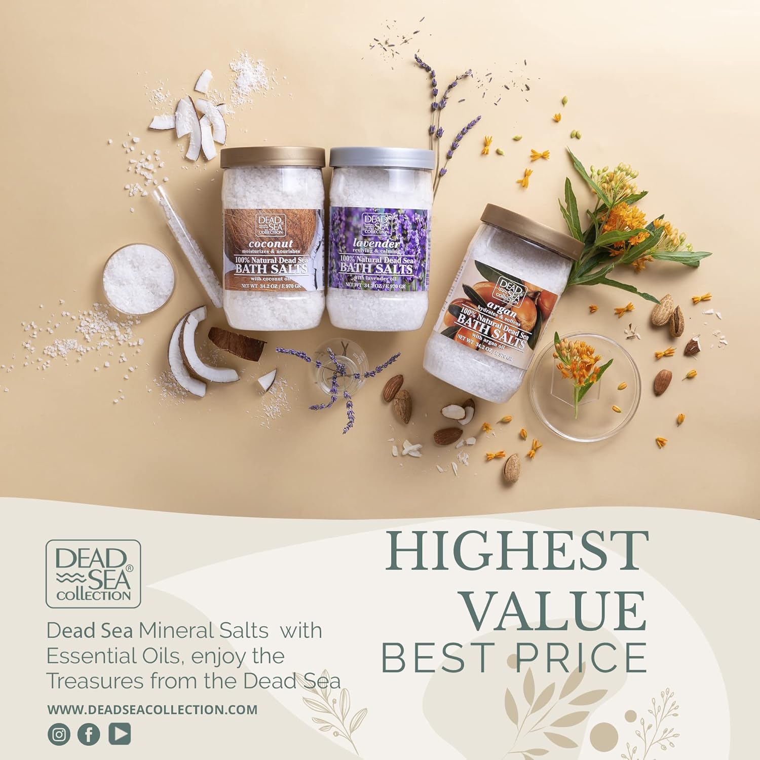 Dead Sea Collection Bath Salts with Lavender – Pure Dead Sea Salt and Lavender Oil - Nourishing Soothing and Relaxing Skin and Muscle – 34.2 Oz - Image 9