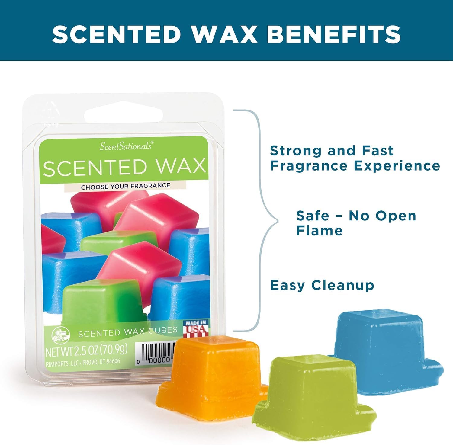 Scentsationals Wax Melts, Wax Cubes Strong Scent -Zen - Long Lasting Scented Melts for Warmer, 10oz (24-Cubes) - Image 3