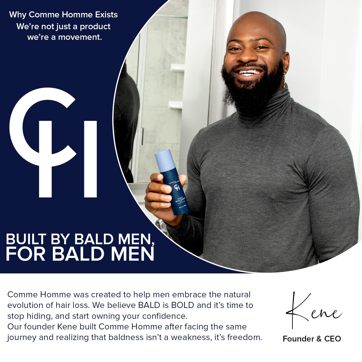 Comme Homme Hydrating Scalp Wash for Bald Men | Gently Cleanses, Soothes & Energizes with Basil, Aloe, Tree Tea & Caffeine | Scalp Wash for Face & Scalp | 5 fl. oz/ 150 ml - Image 6