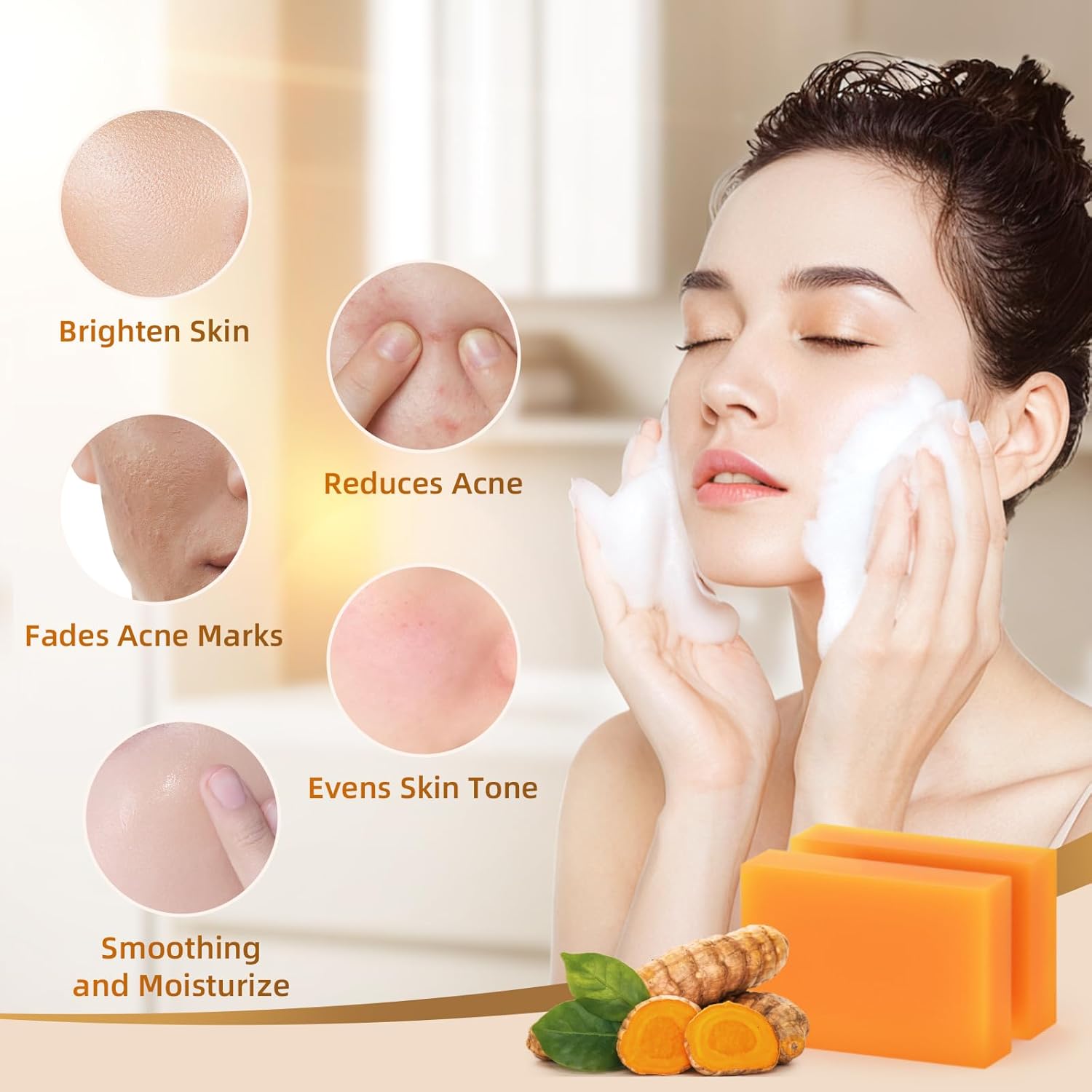 Kojic Acid Turmeric Soap Bar - Dark Spot Remover for Face Even Skin Tone, Moisturizing & Nourishing Natural Ingredients - Image 5