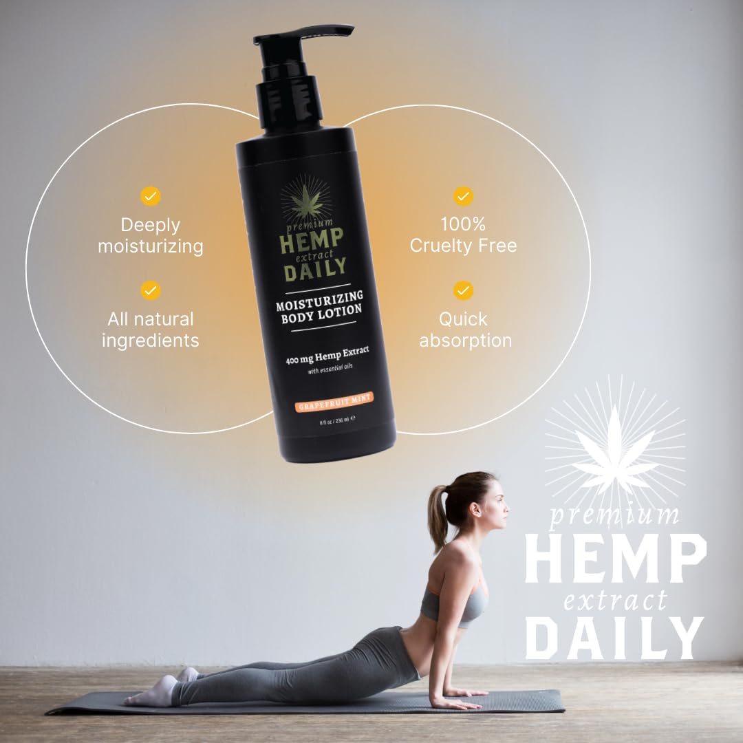 Premium Hemp Daily Ultra-Moisturizing Body Lotion - Face Moisturizer & Hand Cream - Dry Skincare Cream with Hemp Seed & Essential Oils - Classic Mint - 8oz (Pack of 1) - Image 6