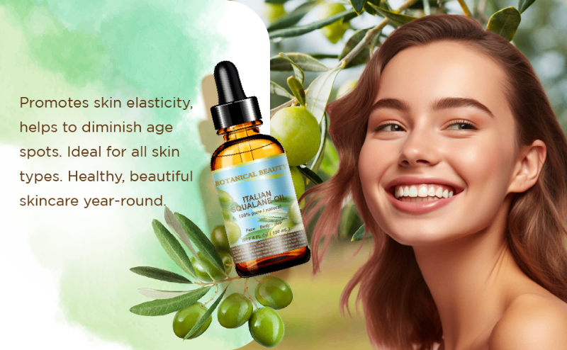 The woman is taking care of her hair with Italian Squalane Oil.