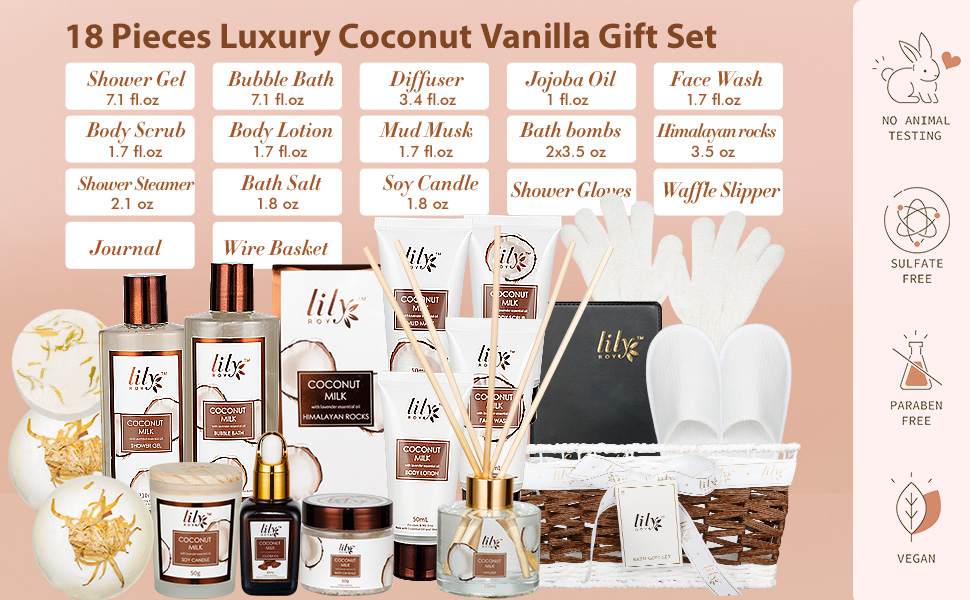 18pieces luxury coconut vanilla gift set