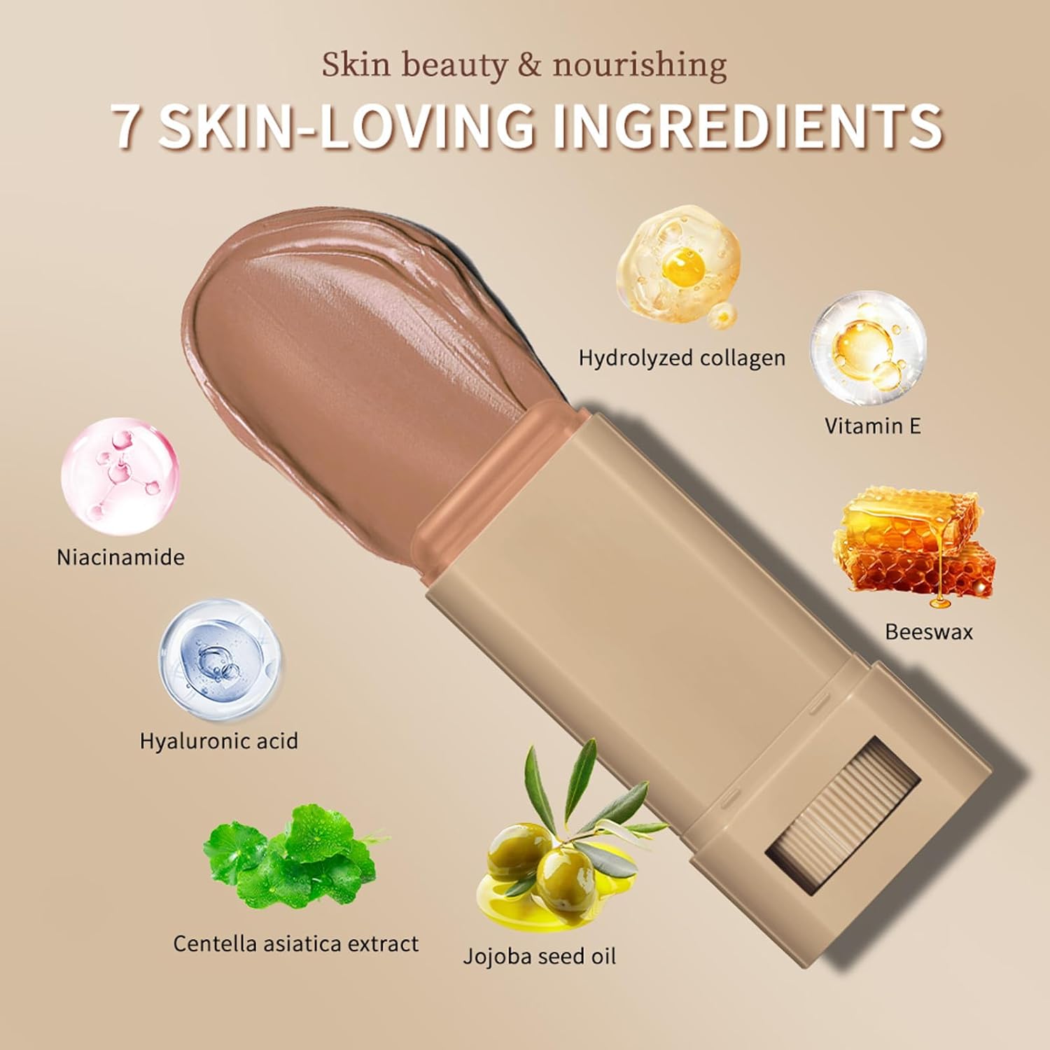 Hydrating Beauty Balm Serum Tinted Moisturizer Stick, Lightweight Flawless Radiant Dewy Finish, Sheer to Medium Coverage, All-Day Wear (Shade 4, 1ct) - Image 6