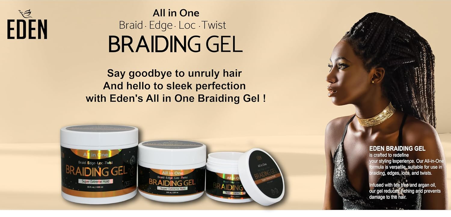 EDEN Braiding Gel (8 Fl oz) | No Flaking or Whitening - Image 3