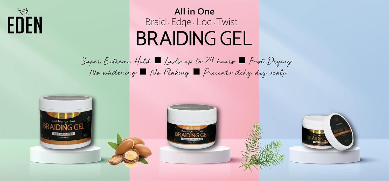 EDEN Braiding Gel (8 Fl oz) | No Flaking or Whitening - Image 4