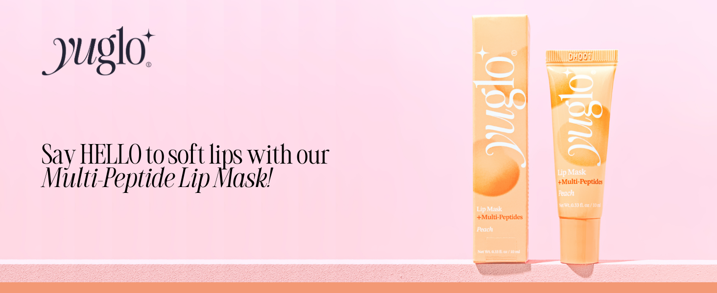Yuglo multi-peptides lip mask, peach scented, coconut oil, shea butter ultra hydrating
