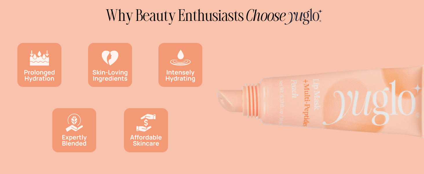 Yuglo multi-peptide lip mask, night and day lip balm, moisturizer and hydrating balm for lips