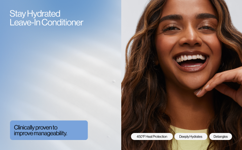 Eva NYC Stay Hydrated leave-in Conditioner is clinically proven to improve manageability.