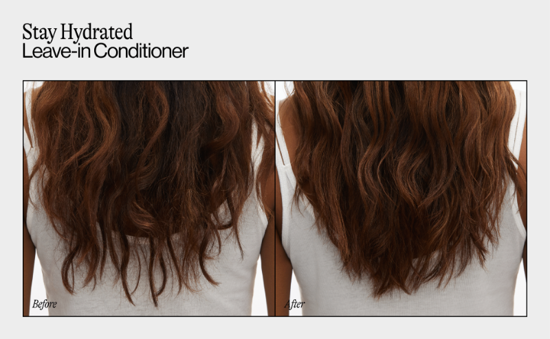 Before and after using Stay Hydrated Leave-In Conditioner