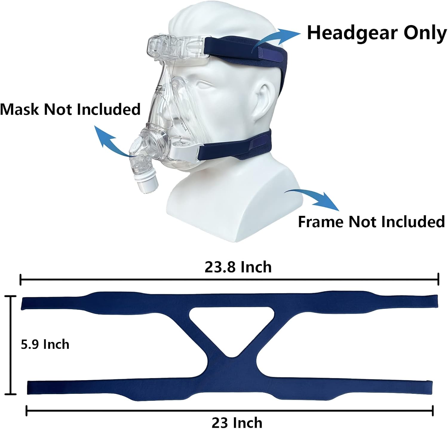 2 Packs Replacement Headgear Strap Universal Closed Edges CPAP Headgear Mask Full Face Replace Part(Headgear Only) - Image 5