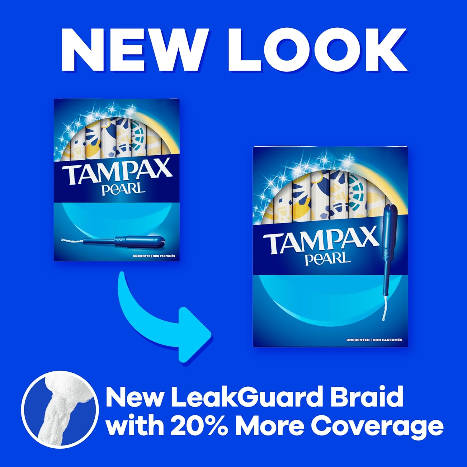 Tampax Pearl Trio Pack Tampons 47 Count Unscented Regular Super Super Plus LeakGuard Braid - Image 2