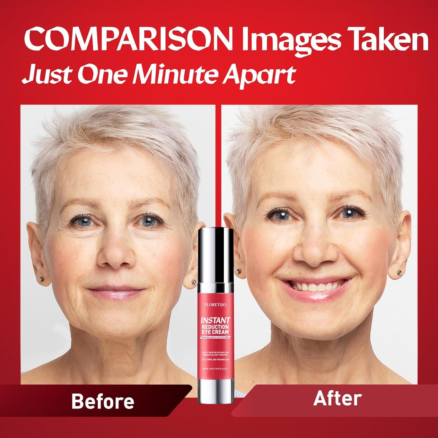 Instant Eye & Face Lift Cream: Rapid Under Eye Bags Wrinkles Puffiness Remover for Women and Men in 60 Seconds -Temporary Firming & Tightening Treatment - Wrinkle Filler 0.67oz - Image 3