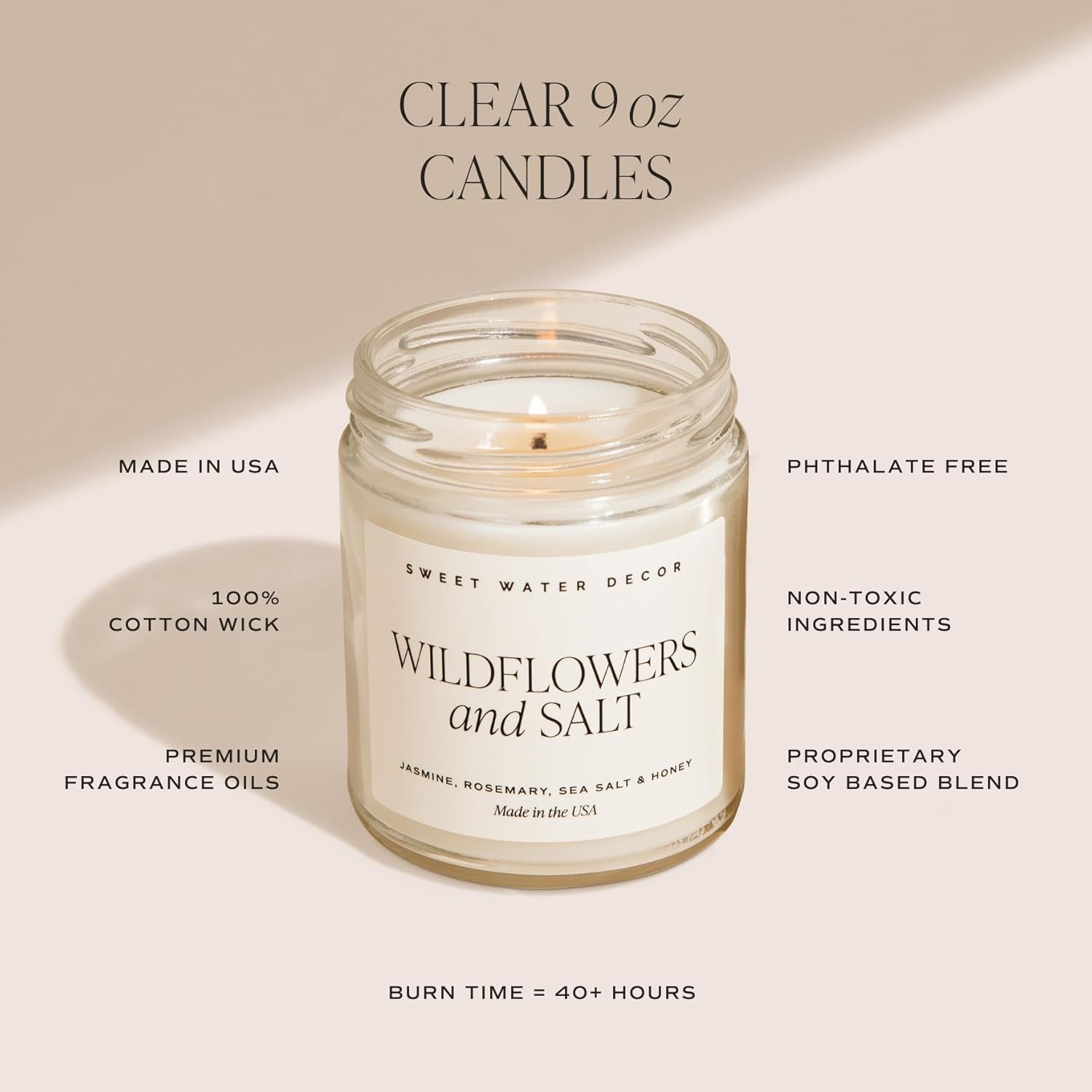 Sweet Water Decor Island Air Soy Candle - Tropical Fruit, Mountain Air, and Orange Scented Summer Candles for Home - 9oz Clear Jar and Gold Lid, 40+ Hour Burn Time, Made in the USA - Image 2