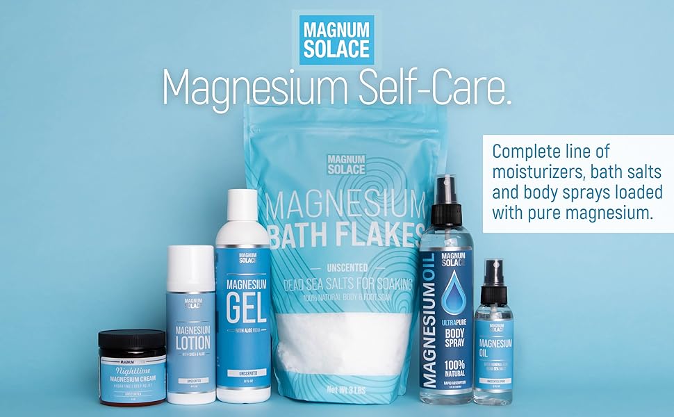 Magnesium Flakes for Bath Chloride Cream Magnum Solace Spray Oil Lotion Unscented