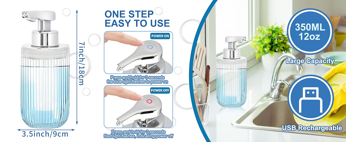 Automatic Touchless Liquid Foam Glass Soap Dispenser