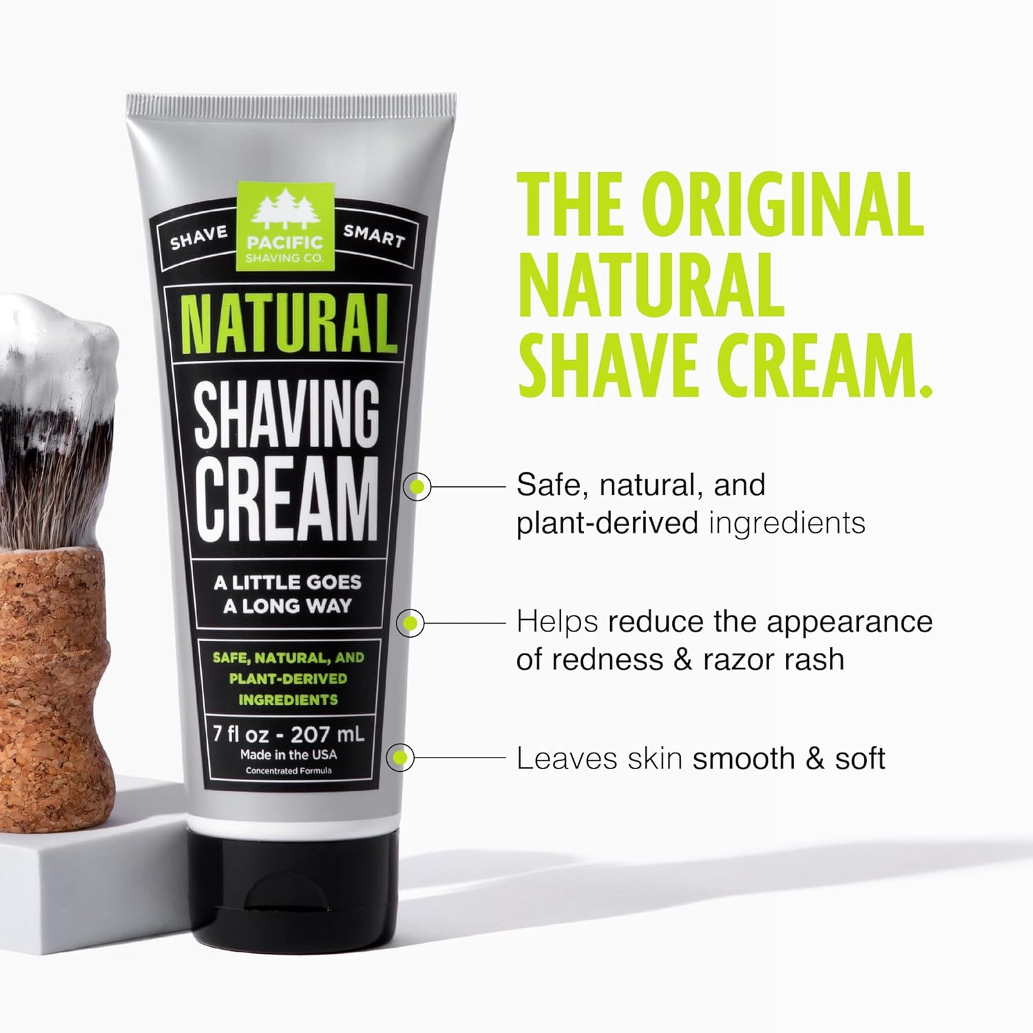 Pacific Shaving Company Natural Shaving Cream - Shea Butter + Vitamin E Shave Cream for Hydrated Sensitive Skin - Clean Formula for a Smooth, Anti-Redness + Irritation-Free Shave Cream (3.4 Oz) - Image 2