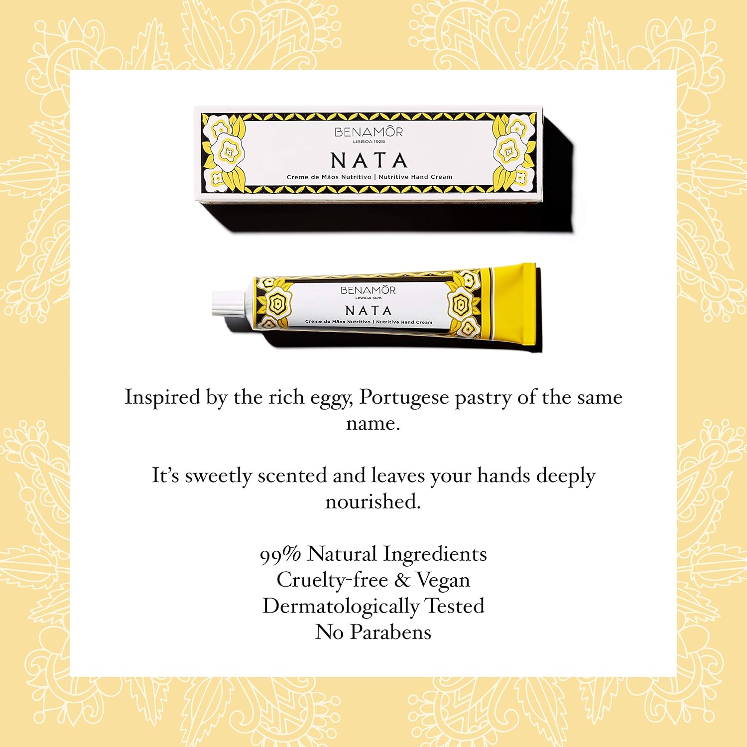 Benamôr Nata Nutritive Hand Cream 1 FlOz Shea Butter Coconut Oil Almond Oil Paraben Free - Image 3