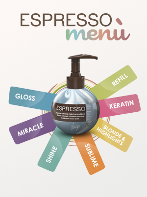 Espresso Menú, Gloss, Miracle, Shine, Sublime, Blonde highlights, Keratin, Refill