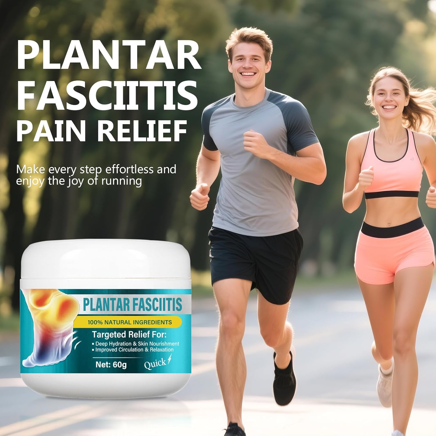 Plantar Fasciitis Relief Cream, Fast-Acting Foot & Heel Pain Cream for Plantar Fasciitis, Heel Spurs, Knee & Joint Discomfort, Soothes Feet, Hands & Legs Pain, 60g - Image 7